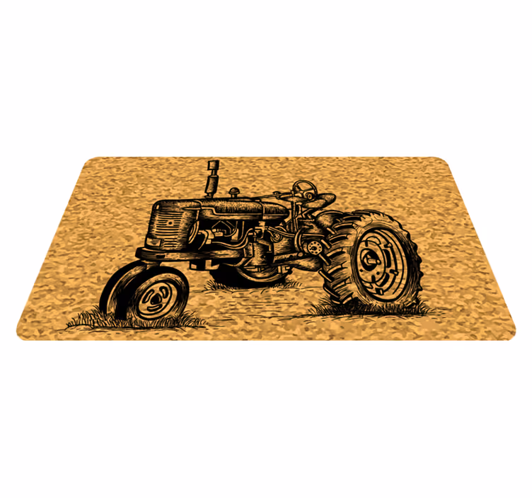 Tappeto vinile vintage illustrazione del trattore d'epoca - TenStickers