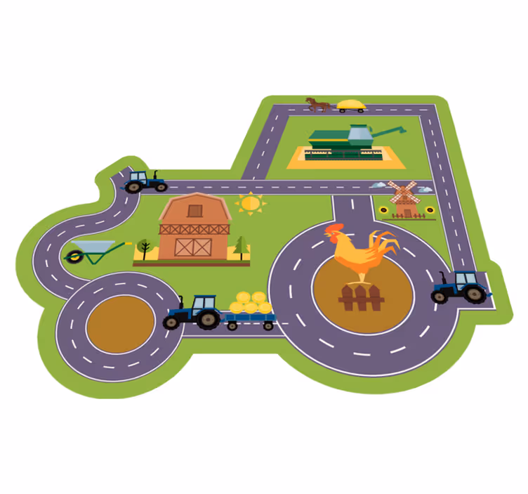 Tappeto vinile strade circuito di gioco in fattoria - TenStickers