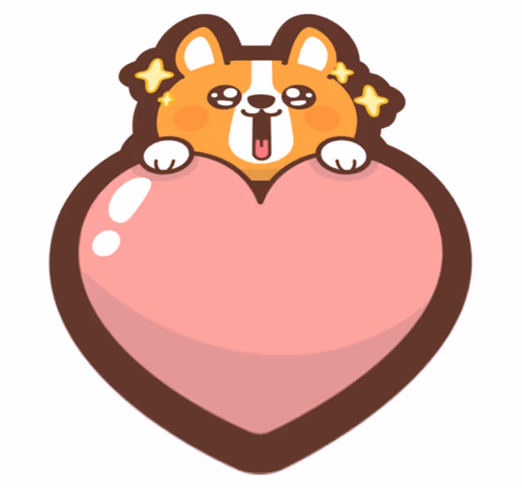Tappeto vinile per bambini illustrazione del cuore di corgi - TenStickers