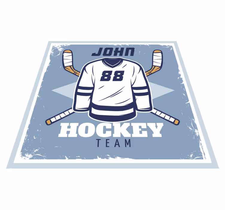 Tappeto vinile con nome emblema di hockey personalizzato - TenStickers