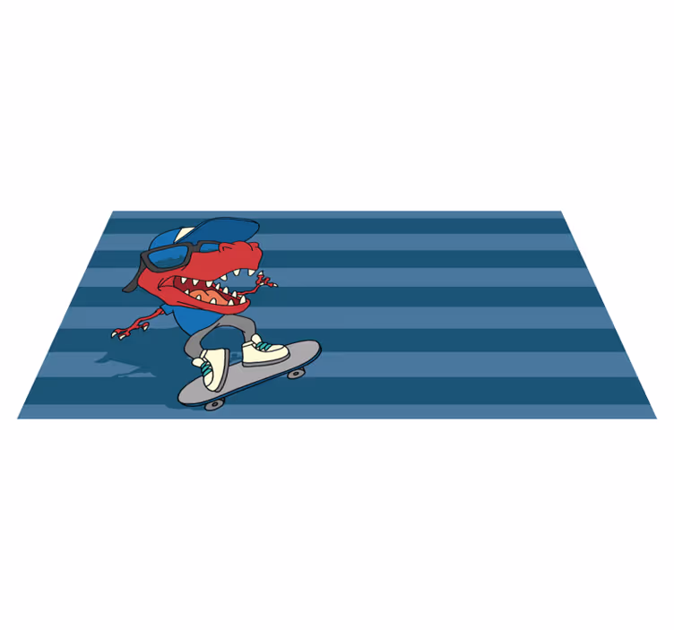 Tappeto vinile per bambini dinosauro sullo skateboard - TenStickers