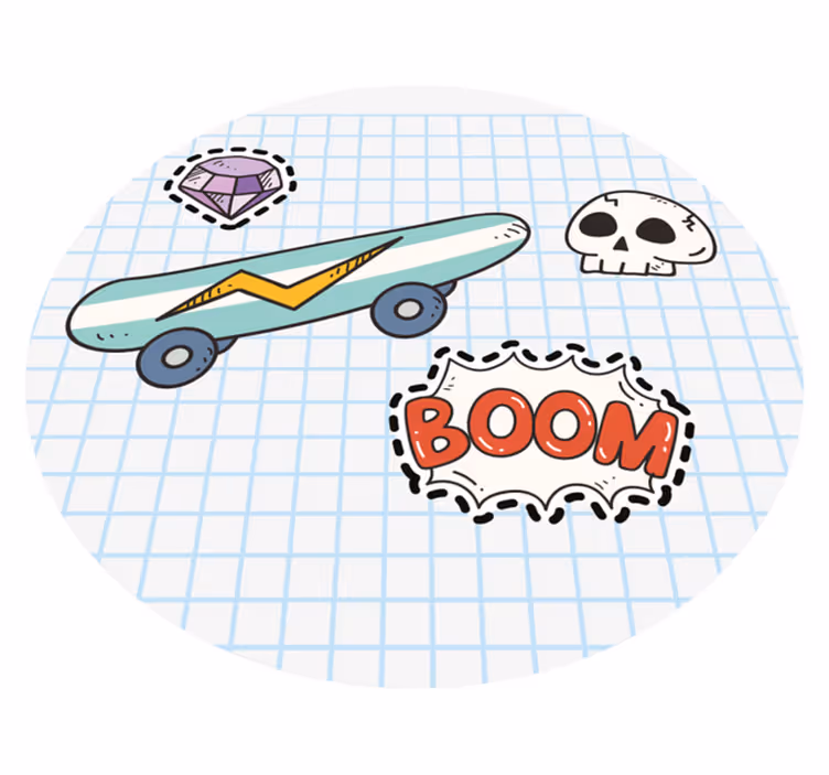 Tappeto vinile per bambini illustrazione fumetto skateboard - TenStickers