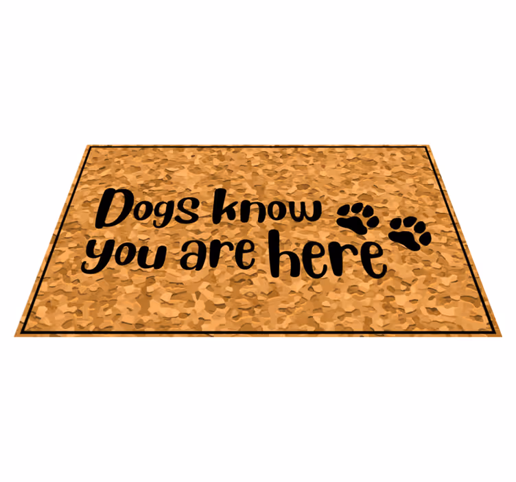 Tappeto vinile frase i cani accolgono i visitatori - TenStickers