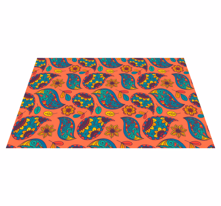 Tappeto vinile fiori motivo floreale paisley - TenStickers