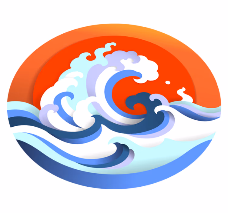Tappeto vinile natura circolo delle onde oceaniche - TenStickers
