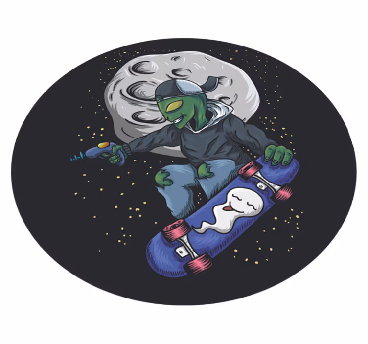 Tappeto vinile per bambini alieno sullo skateboard - TenStickers