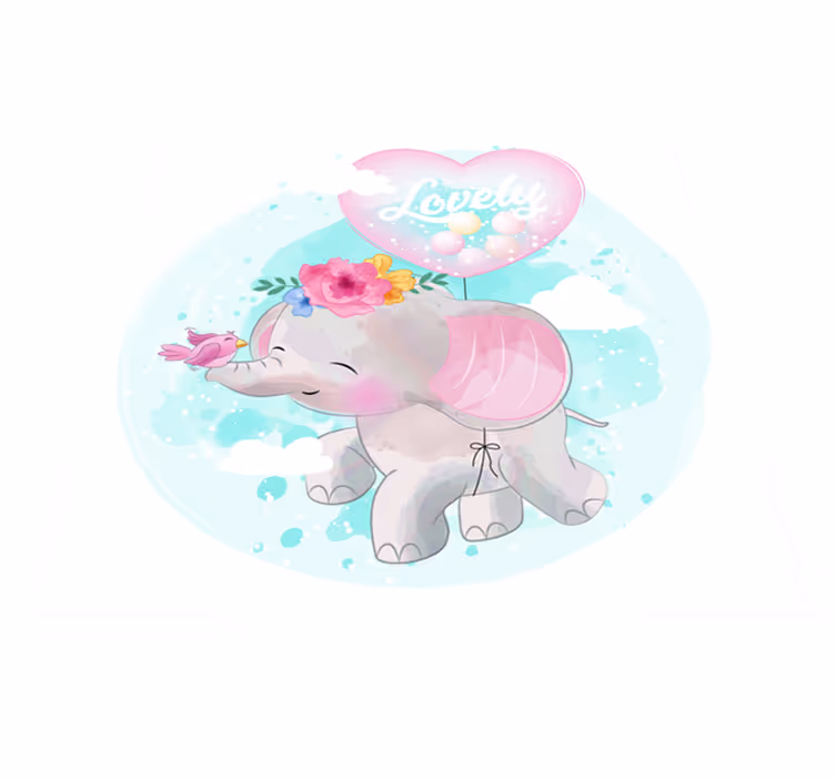 Tappeto vinile bebé illustrazione infantile di elefante - TenStickers