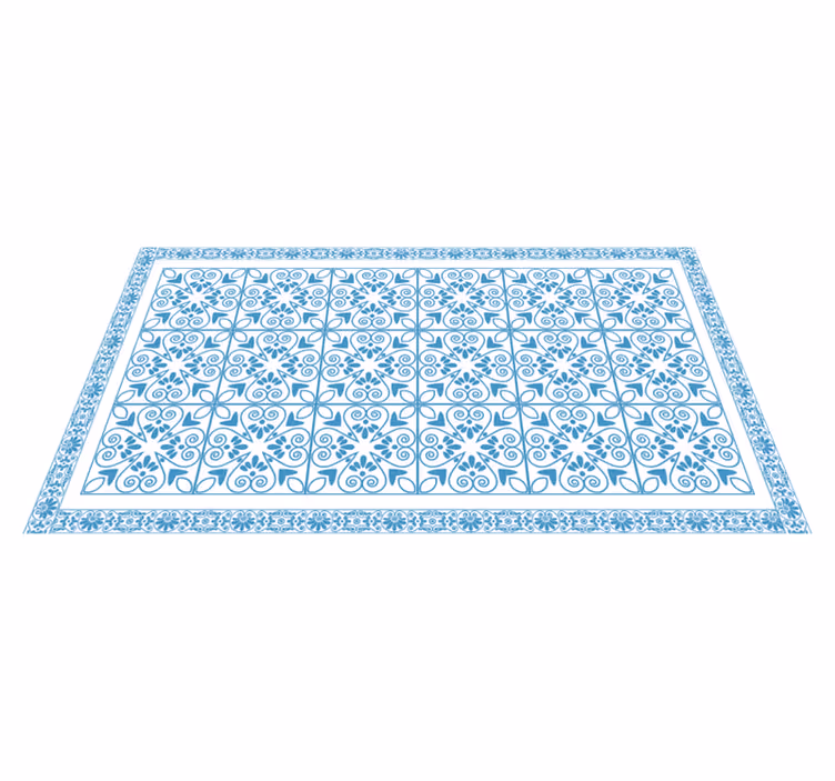 Tappeto pvc cucina elementi botanici azzurri - TenStickers