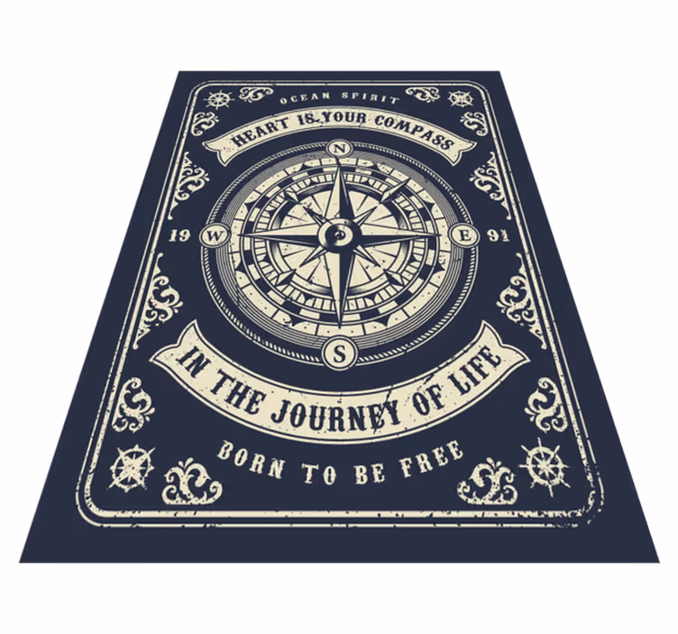 Tappeto vinile minimalista bussola viaggio arte - TenStickers