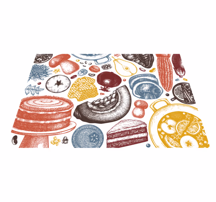 Tappeto pvc cucina illustrazioni culinarie - TenStickers