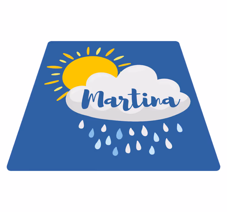 Tappeto vinile per bambini nuvola piovosa con nome - TenStickers