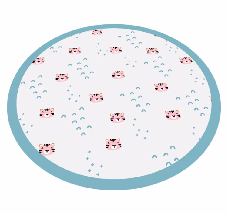 Tappeto vinile per bambini arcobaleni blu e gatti rosa - TenStickers
