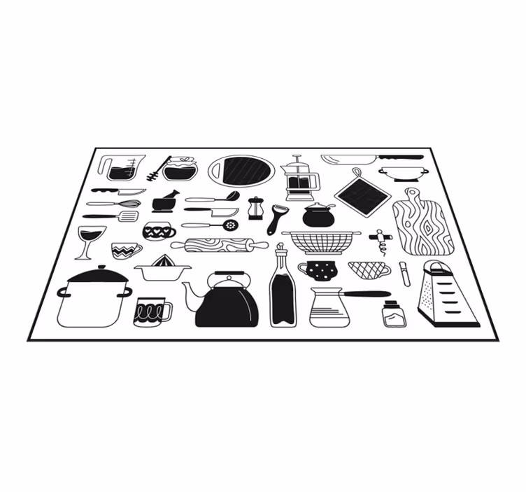 Tappeto pvc cucina collezione di icone culinarie - TenStickers