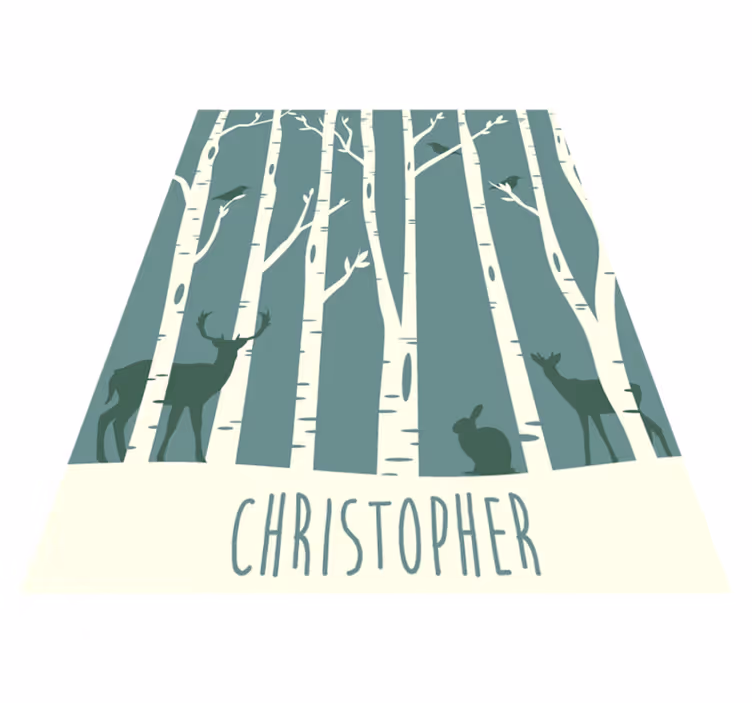 Tappeto vinile con nome tema amici della foresta - TenStickers