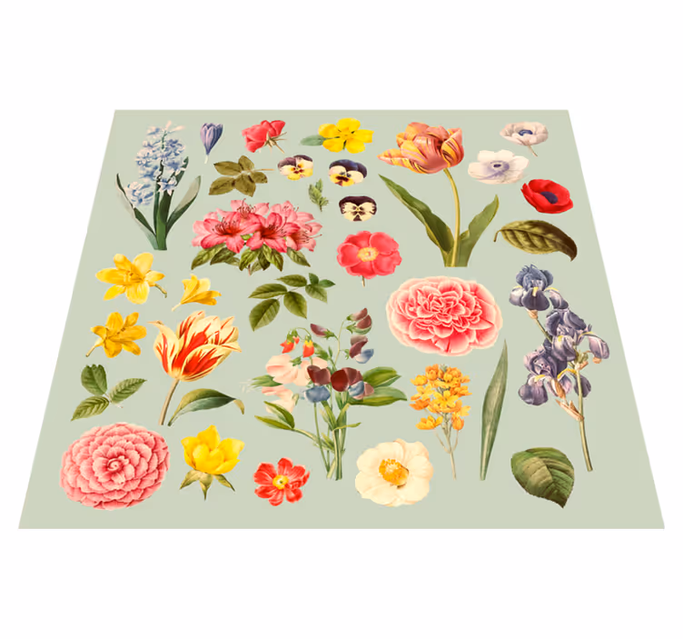Tappeto vinile fiori collezione botanica floreale - TenStickers
