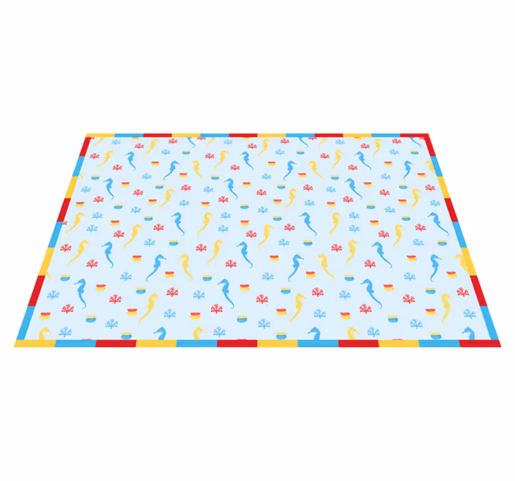 Tappeto vinile bagno disegno blu cavalluccio marino - TenStickers