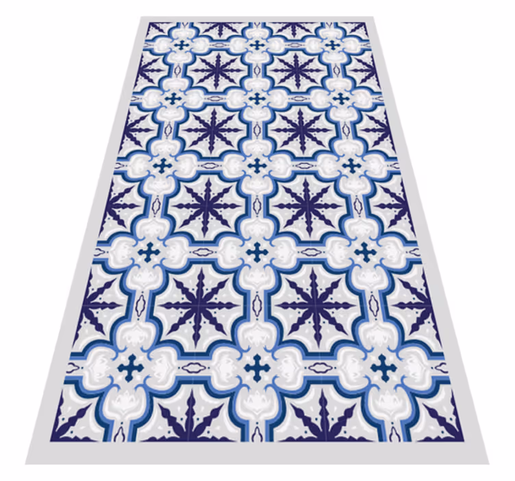 Tappeto vinile piastrelle intricato motivo blu - TenStickers
