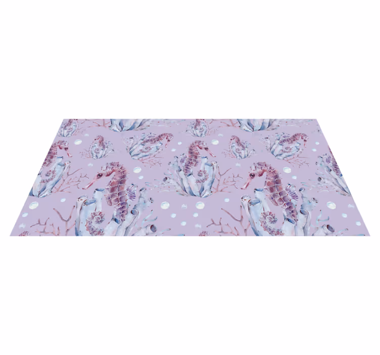 Tappeto vinile bagno design cavalluccio marino corallo - TenStickers