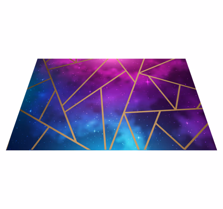 Tappeto vinile geometrico motivo cosmico blu e viola - TenStickers