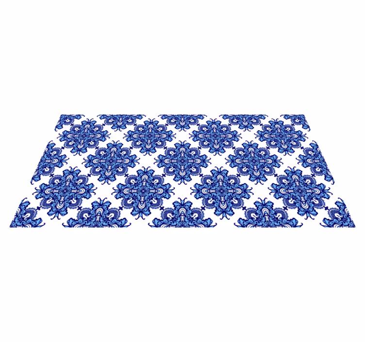 Tappeto vinile mosaico motivo blu intricato - TenStickers