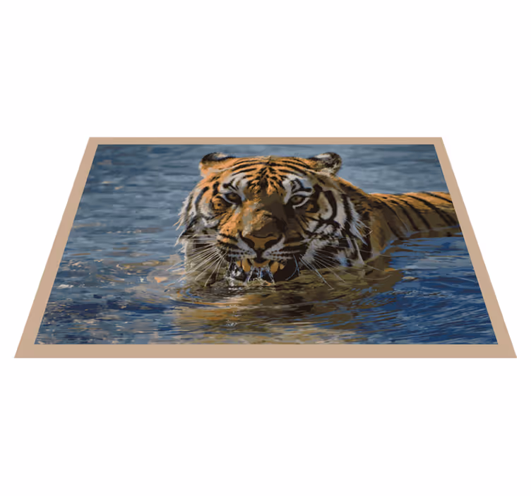 Tappeto vinile animali tigre nell'acqua - TenStickers