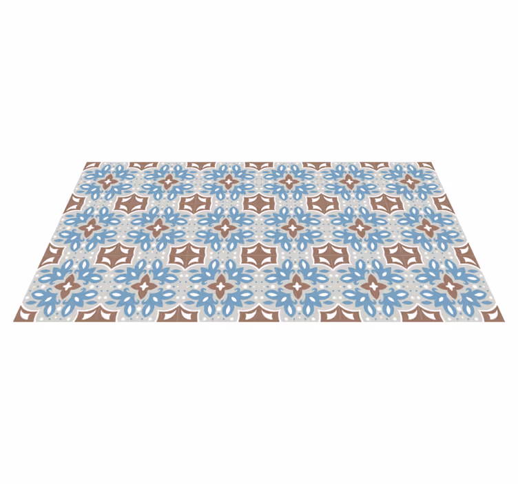 Tappeto pvc cucina motivo floreale blu - TenStickers