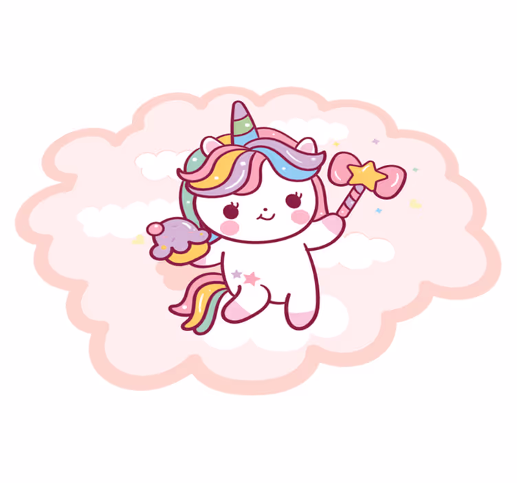 Tappeto vinile per bambini unicorno bambino con bacchetta - TenStickers