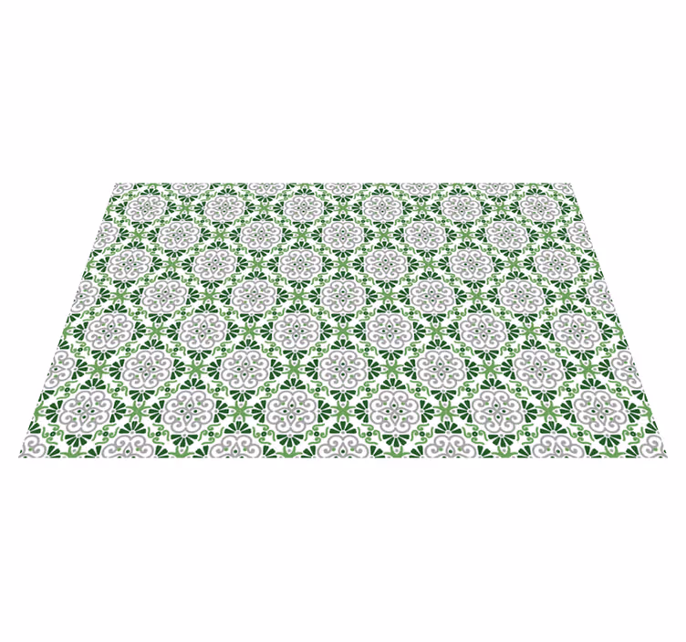 Tappeto pvc cucina mosaico floreale verde - TenStickers