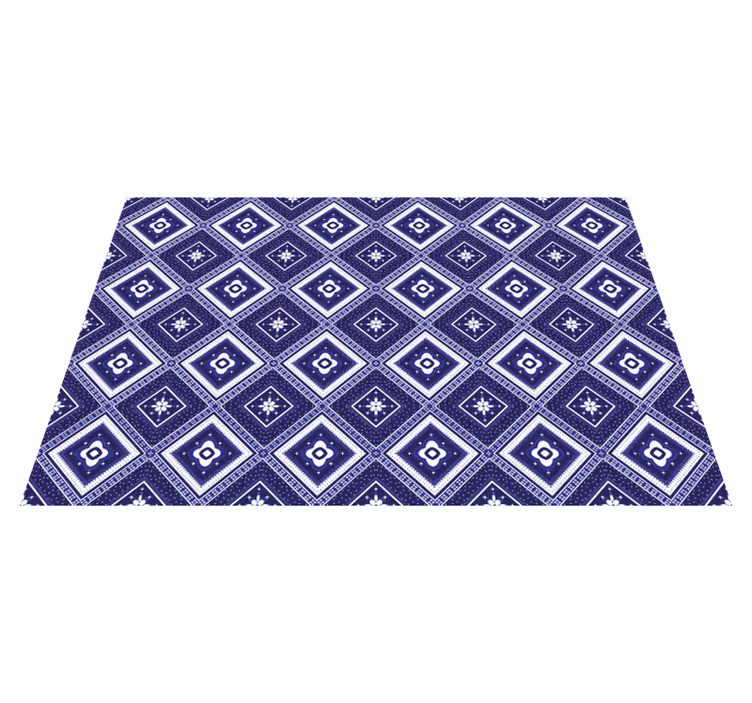Tappeto vinile piastrelle motivo a diamante blu - TenStickers