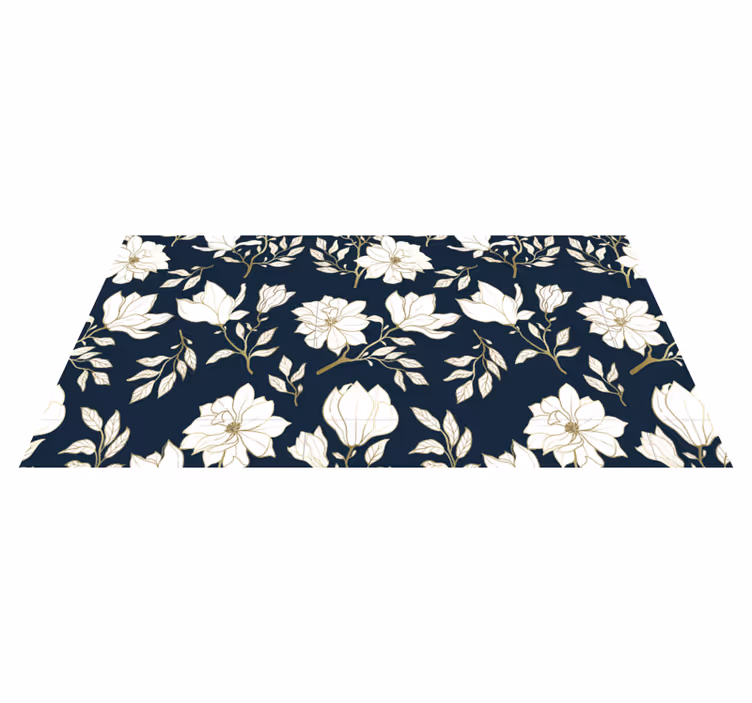 Tappeto in vinile soggiorno eleganti fioriture di magnolia - TenStickers