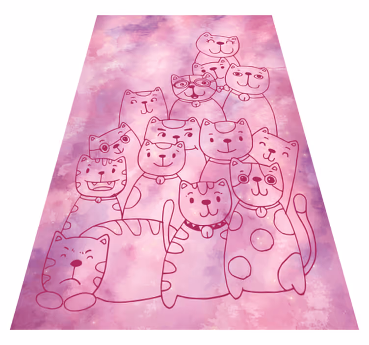 Tappeto vinile per bambini riunione di gatti giocosi - TenStickers