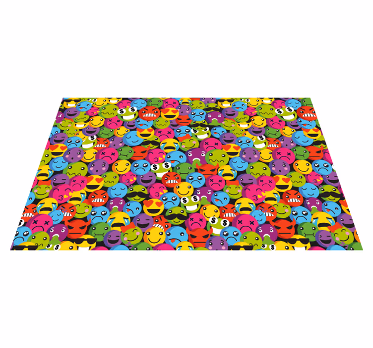 Tappeto vinile per ragazzi espressioni emoji colorate - TenStickers