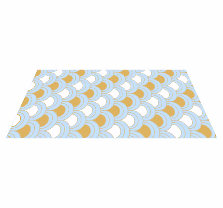Tappeto vinile geometrico motivo curvo blu - TenStickers