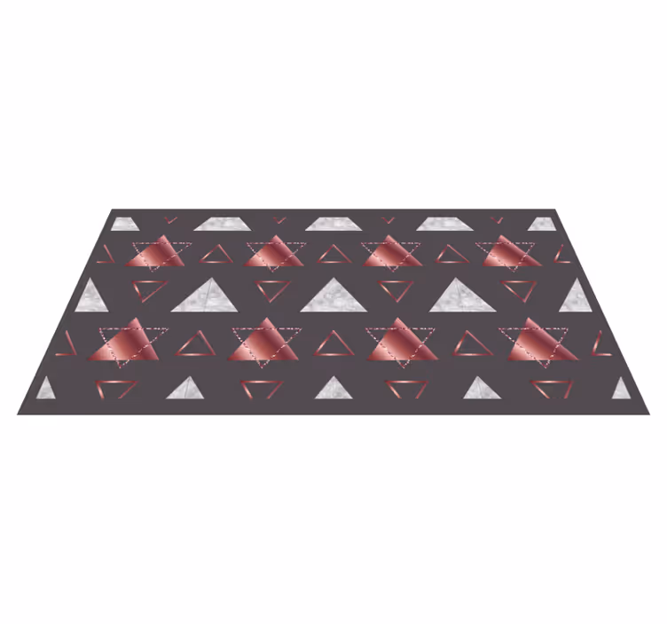 Tappeto vinile geometrico triangoli rosa e grigi - TenStickers