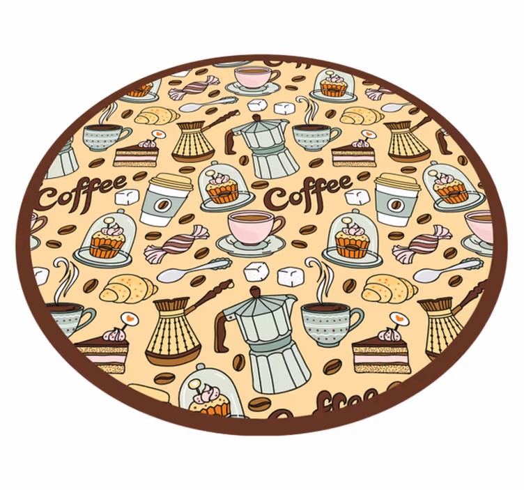 Tappeto pvc cucina design del caffè rotondo - TenStickers