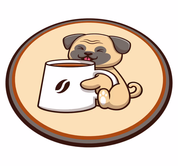 Tappeto vinile animali tazza carina a forma di carlino - TenStickers
