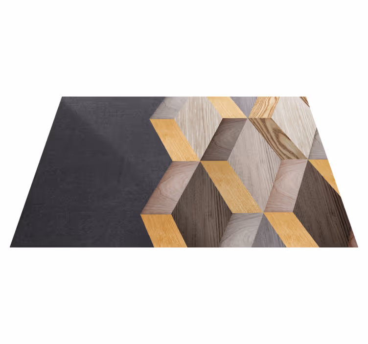 Tappeto vinile effetto legno motivo cubico geometrico - TenStickers