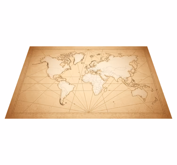 Tappeto vinile mappamondo design beige antico - TenStickers