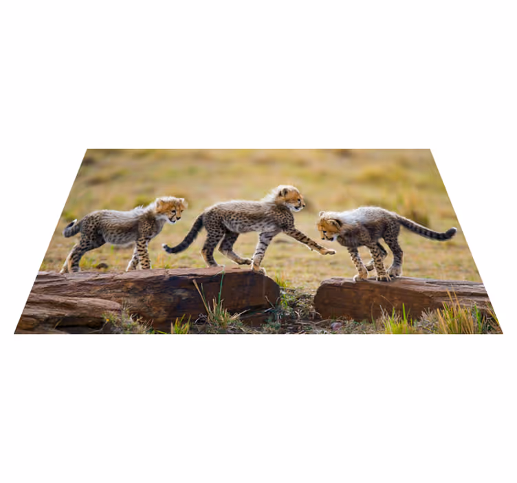Tappeto vinile animali avventura dei cuccioli di ghepardo - TenStickers