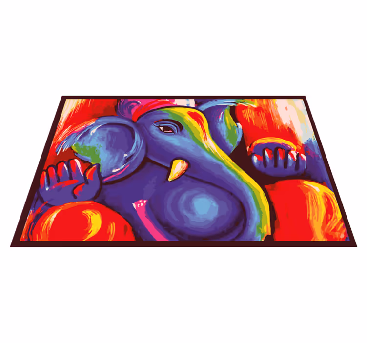 Tappeto vinile animali opera d'arte di elefanti colorati - TenStickers