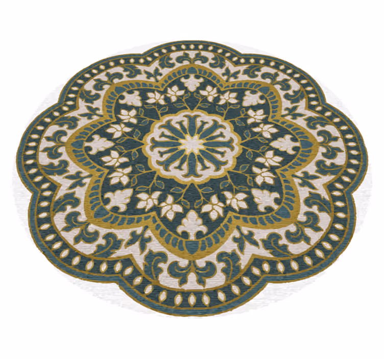 Tappeto vinile Mandala motivo floreale verde circolare - TenStickers