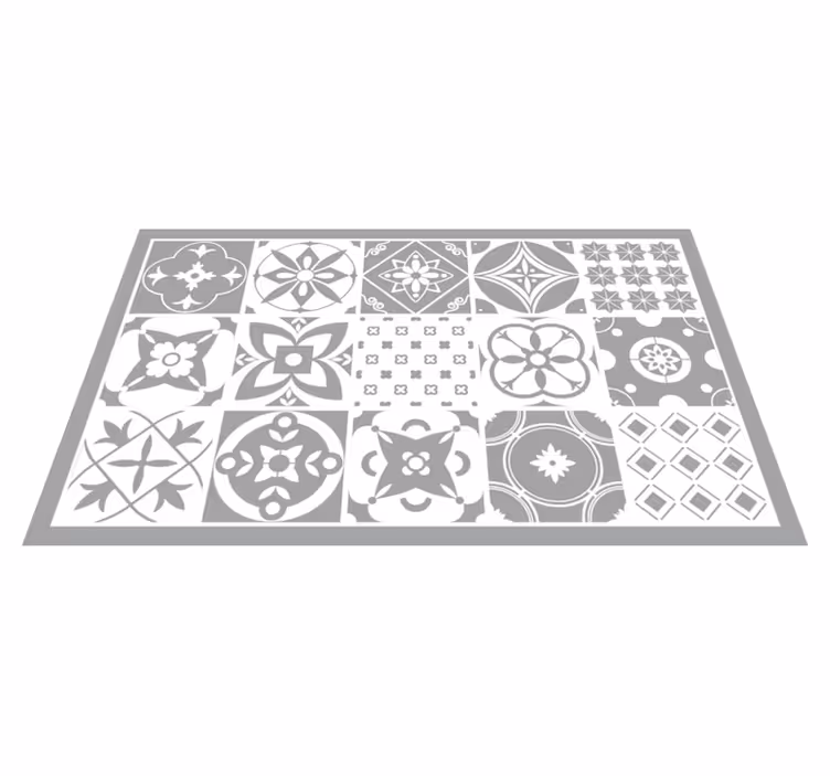 Tappeto vinile piastrelle grigio elegante - TenStickers