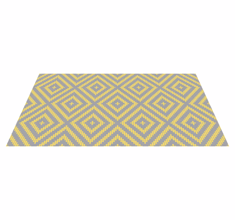 Tappeto vinile geometrico motivo quadrato giallo e grigio - TenStickers