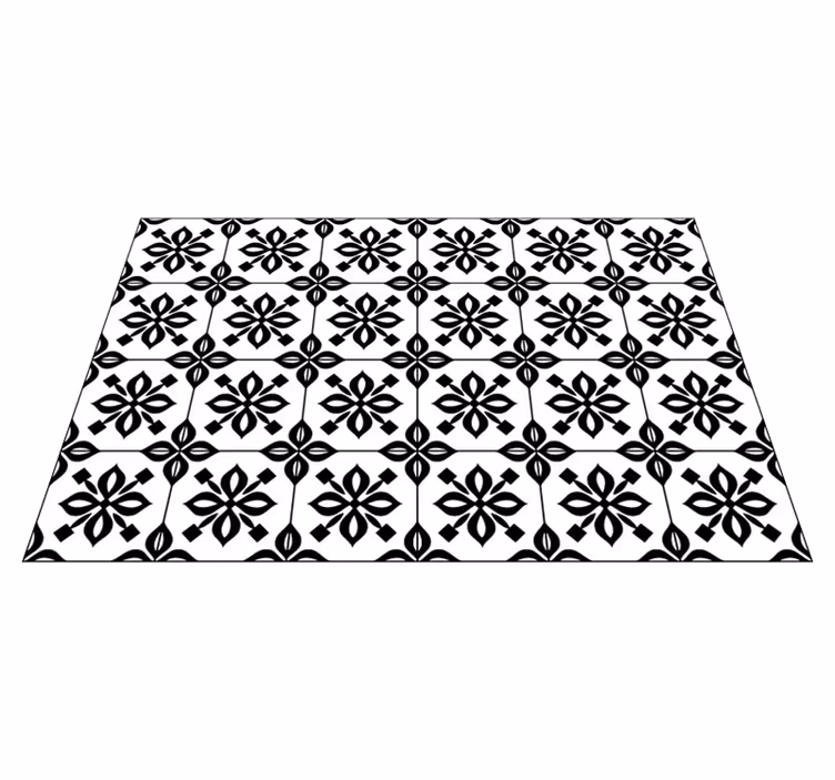 Tappeto in vinile soggiorno mosaico bianco nero - TenStickers