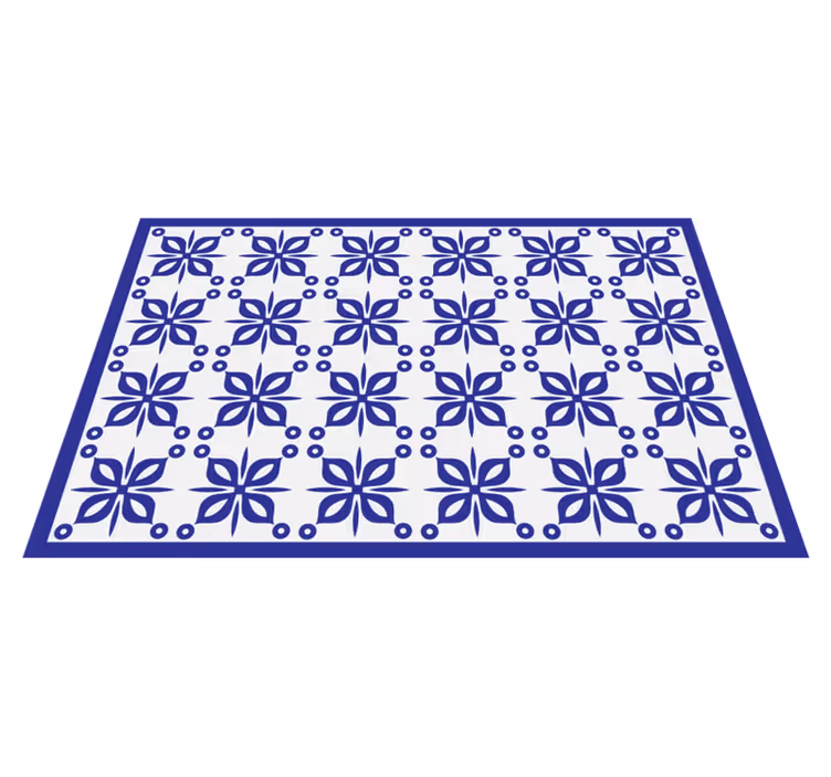 Tappeto vinile piastrelle elemento floreale blu - TenStickers