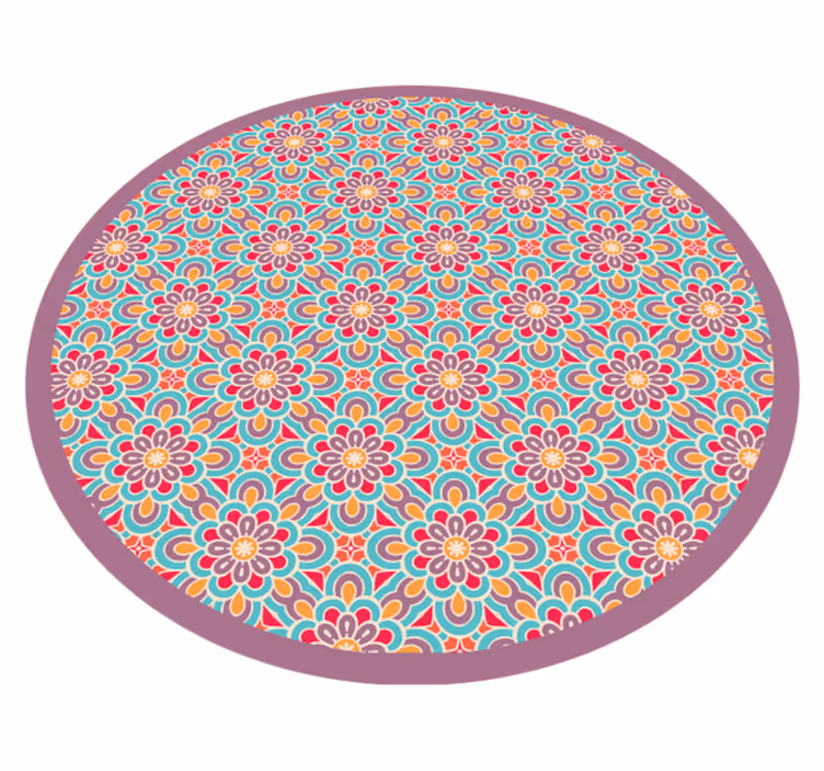 Tappeto vinile mandala motivo fiori vibranti - TenStickers