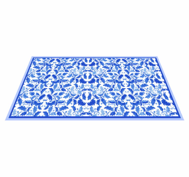 Tappeto vinile motivi fiori blu - TenStickers