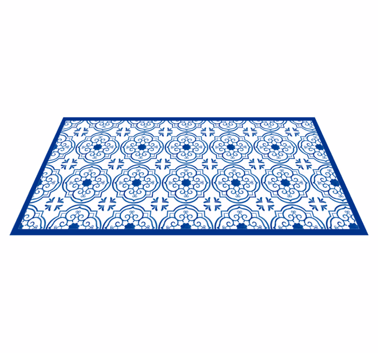 Tappeto vinile bagno piastrelle blu classiche - TenStickers