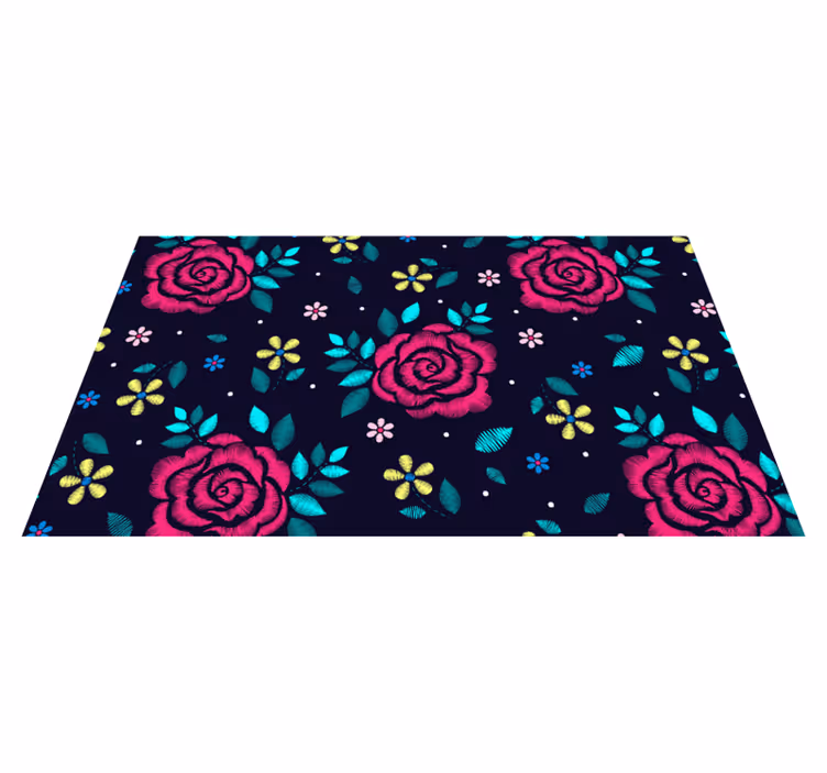 Tappeto vinile fiori motivo floreale vibrante - TenStickers