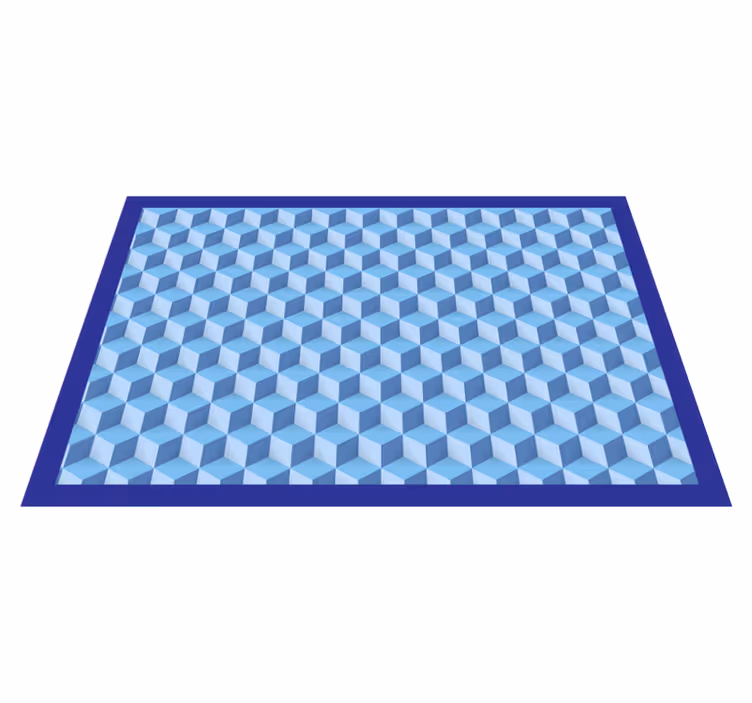 Tappeto vinile geometrico cubo blu 3d - TenStickers